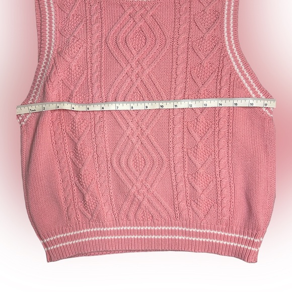 Cottagecore Barbiecore Cable Knit Pink Sweater Vest - Picture 3 of 4